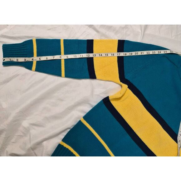 Vtg 90s John Ashford Cable Knit Striped Sweater Unisex L Colorblock Fisherman - Picture 10 of 15